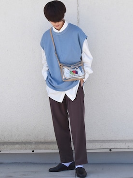 「ZIP FIVE（ジップファイブ）のアイテム（ベスト）」を使った、おやすみくん💤さん（メンズ・170cm）の春コーディネート