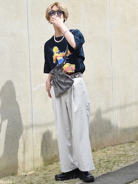 「MinoriTY（マイノリティ）の2タックテーパードワイドパンツ【MinoriTY × WEARISTA Mr.SZK（ミスタースズキ）コラボ】（スラックス）」を使った、おやすみくん💤さん（メンズ・170cm）の春コーディネート