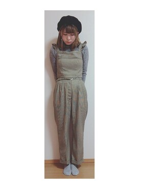 「w closet」｜「アイテム（オールインワン・サロペット）」を使った、M a i ♡さん（レディース・159cm）の秋コーディネート