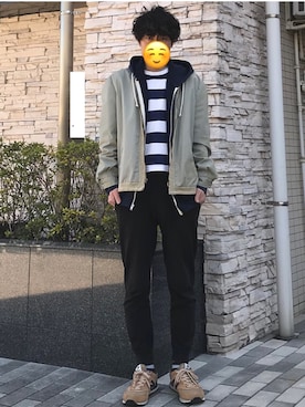 「ネイビーコーデ」｜「アイテム（MA-1）」を使った、kaekioさん（メンズ・180cm）の冬コーディネート