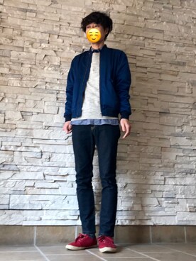 「ZARA（ザラ）のアイテム（スタジャン）」を使った、kaekioさん（メンズ・180cm）の冬コーディネート