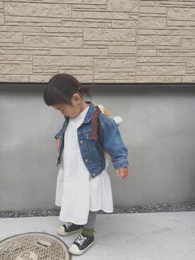 「おんなのこコーデ」｜「アイテム（デニムジャケット）」を使った、soufuuさん（キッズ・80cm）の春コーディネート