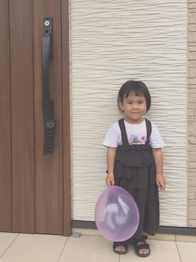 「Ocean&Ground（オーシャン&グラウンド）のアイテム（サロペット/オーバーオール）」を使った、soufuuさん（キッズ・80cm）の夏コーディネート