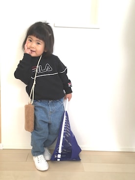 「FILA（フィラ）のアイテム（スウェット）」を使った、soufuuさん（キッズ・80cm）の冬コーディネート