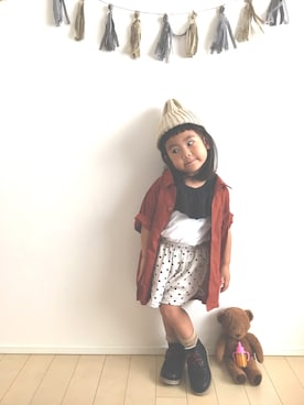 「devirock（デビロック）のオープンカラーシャツ（シャツ/ブラウス）」を使った、soufuuさん（キッズ・90cm）の秋コーディネート