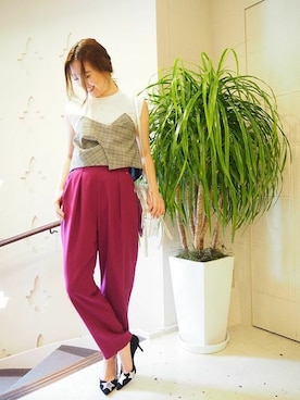 「ROSE BUD COUPLES （ローズ バッド カップルズ）のアイテム」を使った、ROSE BUD STAFFさん（レディース・163cm）の夏コーディネート