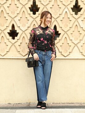 「ROSE BUD（ローズバッド）のアイテム（ショルダーバッグ）」を使った、ROSE BUD STAFFさん（レディース・163cm）の夏コーディネート