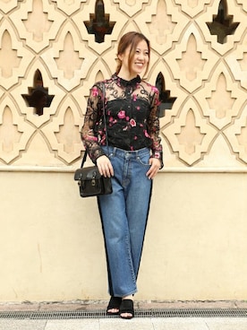 「ROSE BUD COUPLES （ローズ バッド カップルズ）のアイテム」を使った、ROSE BUD STAFFさん（レディース・163cm）の夏コーディネート