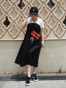 「ROSE BUD（ローズバッド）のアイテム（キャップ）」を使った、ROSE BUD STAFFさん（レディース・161cm）の夏コーディネート