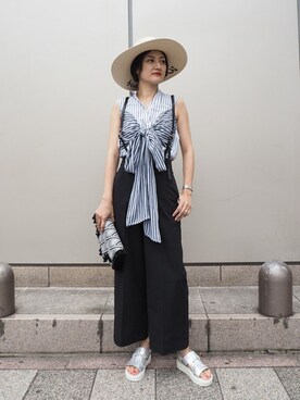 「ROSE BUD（ローズバッド）のアイテム（ハット）」を使った、ROSE BUD STAFFさん（レディース・168cm）の夏コーディネート