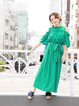 「アイテム（ワンピース/ドレス、グリーン系）」を使った、ROSE BUD STAFFさん（レディース・153cm）の夏コーディネート
