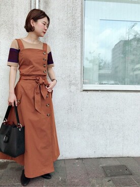 「ALL BLACK（オールブラック）のアイテム」を使った、ROSE BUD STAFFさん（レディース・155cm）の夏コーディネート