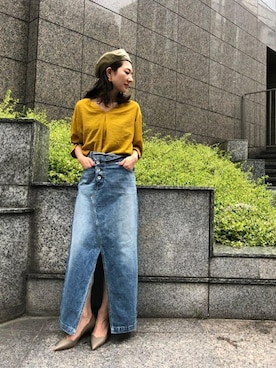 「Casselini（キャセリーニ）のアイテム（ハンチング/ベレー帽）」を使った、ROSE BUD STAFFさん（レディース・154cm）の夏コーディネート