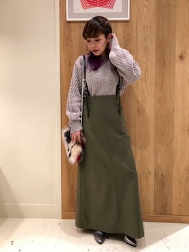 「ROSE BUD（ローズバッド）のアイテム（クラッチバッグ）」を使った、ROSE BUD STAFFさん（レディース・152cm）の秋コーディネート