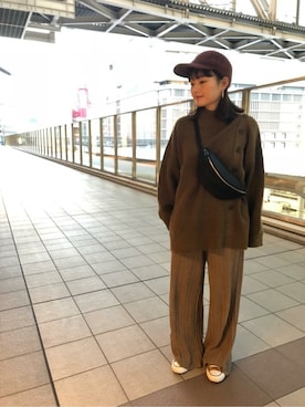 「ROSE BUD（ローズバッド）のアイテム（キャップ）」を使った、ROSE BUD STAFFさん（レディース・155cm）の秋コーディネート