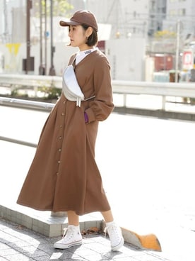 「ROSE BUD（ローズバッド）のアイテム（キャップ）」を使った、ROSE BUD STAFFさん（レディース・165cm）の冬コーディネート