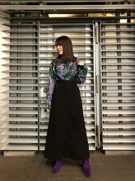 「アイテム（ブーツ、パープル系）」を使った、ROSE BUD STAFFさん（レディース・158cm）の冬コーディネート