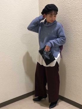 「ALL BLACK（オールブラック）のアイテム」を使った、ROSE BUD STAFFさん（レディース・157cm）の冬コーディネート