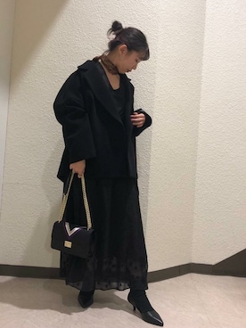 「ALL BLACK（オールブラック）のアイテム」を使った、ROSE BUD STAFFさん（レディース・157cm）の冬コーディネート