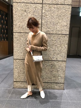 「アイテム（レギンス/スパッツ、ホワイト系）」を使った、ROSE BUD STAFFさん（レディース・155cm）の冬コーディネート