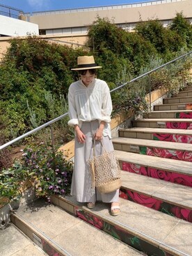 「ROSE BUD（ローズバッド）のアイテム（ハット）」を使った、ROSE BUD STAFFさん（レディース・155cm）の春コーディネート
