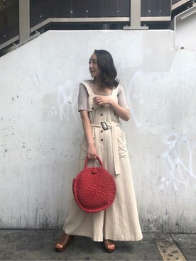「アイテム（かごバッグ、レッド系）」を使った、ROSE BUD STAFFさん（レディース・158cm）の春コーディネート