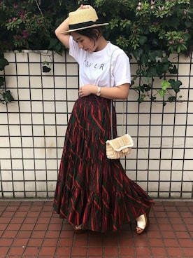 「ROSE BUD（ローズバッド）の(TENDENZA)Vカットプラットフォームサンダル（サンダル）」を使った、ROSE BUD STAFFさん（レディース・157cm）の春コーディネート