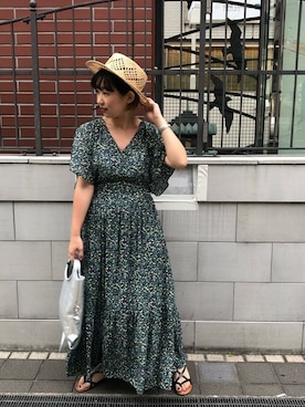 「カンカン帽」｜「アイテム（サンダル）」を使った、ROSE BUD STAFFさん（レディース・157cm）の夏コーディネート