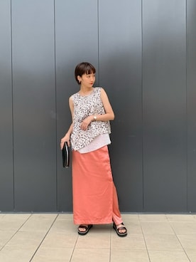 「アイテム（スカート、オレンジ系）」を使った、ROSE BUD STAFFさん（レディース・164cm）の夏コーディネート