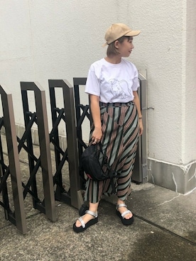「JERZEES（ジャージーズ）のアイテム」を使った、ROSE BUD STAFFさん（レディース・157cm）の夏コーディネート