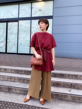 「ROSE BUD（ローズバッド）のアイテム（ショルダーバッグ）」を使った、ROSE BUD STAFFさん（レディース・160cm）の夏コーディネート