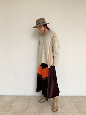 「ボリュームニット」｜「アイテム（アクセサリー）」を使った、ROSE BUD STAFFさん（レディース・162cm）の秋コーディネート