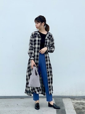 「アイテム（シャツワンピース、ブラック系）」を使った、ROSE BUD STAFFさん（レディース・166cm）の秋コーディネート