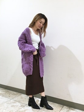 「アイテム（その他アウター、パープル系）」を使った、ROSE BUD STAFFさん（レディース・162cm）の秋コーディネート