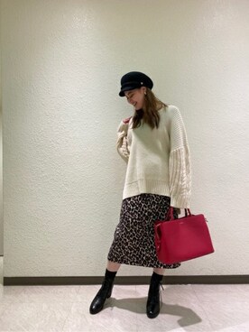 「ROSE BUD（ローズバッド）のアイテム（キャップ）」を使った、ROSE BUD STAFFさん（レディース・163cm）の冬コーディネート