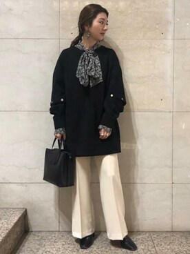 「ボウタイ」｜「アイテム（スウェット）」を使った、ROSE BUD STAFFさん（レディース・154cm）の冬コーディネート