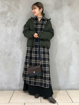 「シャツワンピース」｜「アイテム（ジャケット/アウター）」を使った、ROSE BUD STAFFさん（レディース・155cm）の冬コーディネート