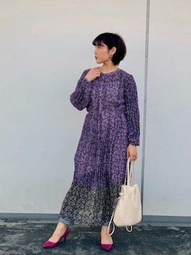 「アイテム（ワンピース/ドレス、パープル系）」を使った、ROSE BUD STAFFさん（レディース・160cm）の冬コーディネート