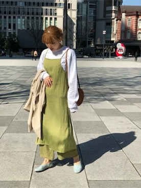 「アイテム（ワンピース/ドレス、グリーン系）」を使った、ROSE BUD STAFFさん（レディース・165cm）の春コーディネート