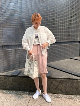 「アイテム（バッグ、ホワイト系）」を使った、ROSE BUD STAFFさん（レディース・163cm）の夏コーディネート