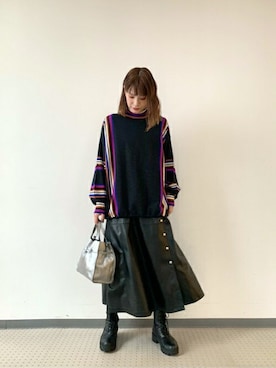 「アイテム（トートバッグ、シルバー系）」を使った、ROSE BUD STAFFさん（レディース・162cm）の冬コーディネート