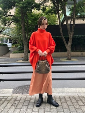 「ロングニット」｜「アイテム（ワンピース/ドレス）」を使った、ROSE BUD STAFFさん（レディース・160cm）の冬コーディネート