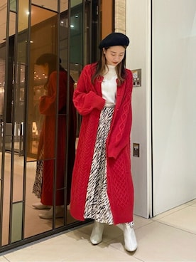 「アイテム（ワンピース/ドレス、レッド系）」を使った、ROSE BUD STAFFさん（レディース・154cm）の冬コーディネート