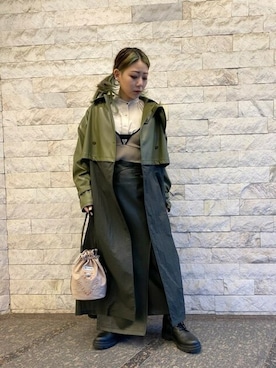 「アイテム（トレンチコート、グリーン系）」を使った、ROSE BUD STAFFさん（レディース・152cm）の冬コーディネート