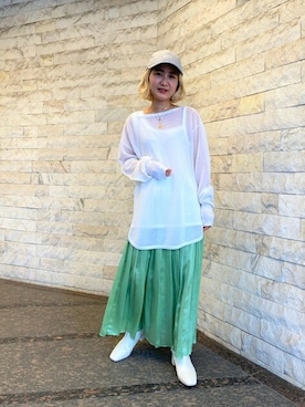 「ROSE BUD（ローズバッド）のアイテム（キャップ）」を使った、ROSE BUD STAFFさん（レディース・147cm）の春コーディネート