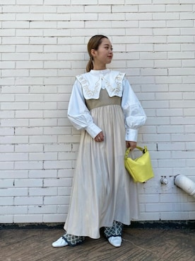 「アイテム（ワンピース/ドレス、ベージュ系）」を使った、ROSE BUD STAFFさん（レディース・152cm）の春コーディネート