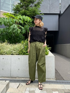 「ROSE BUD（ローズバッド）のアイテム（キャップ）」を使った、ROSE BUD STAFFさん（レディース・161cm）の夏コーディネート