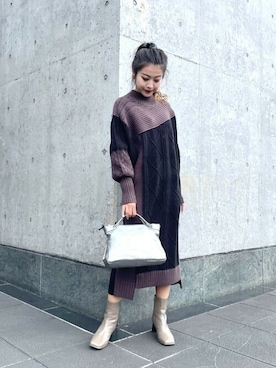 「ROSE BUD（ローズバッド）のアイテム（ショルダーバッグ）」を使った、ROSE BUD STAFFさん（レディース・154cm）の冬コーディネート