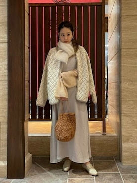 「アイテム（ワンピース/ドレス、ベージュ系）」を使った、ROSE BUD STAFFさん（レディース・165cm）の冬コーディネート