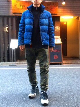 「Guess（ゲス）のアイテム（ダウンジャケット/コート）」を使った、smntakuyaさん（メンズ・173cm）の冬コーディネート
